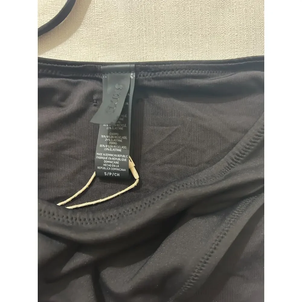 Skims NWT Triangle Bikini Top & Dipped Mid Coverage Swim Bottom Black Size Small